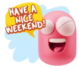 3d Illustration Laughing Character Emoji Expression saying Have