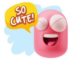 3d Illustration Laughing Character Emoji Expression saying So Cu