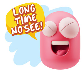 3d Illustration Laughing Character Emoji Expression saying Long