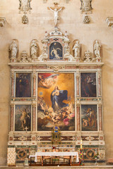 SALAMANCA, SPAIN, APRIL - 17, 2016: The Immaculate conception of Virgin Mary painting on the main...