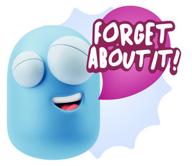 3d Rendering Smile Character Emoticon Expression saying Forget A