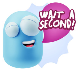 3d Illustration Laughing Character Emoji Expression saying Wait