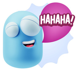 3d Illustration Laughing Character Emoji Expression saying Hahah