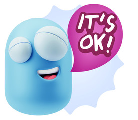 3d Illustration Laughing Character Emoji Expression saying It's