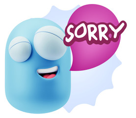 3d Illustration Laughing Character Emoji Expression saying Sorry