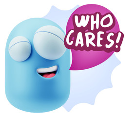 3d Illustration Laughing Character Emoji Expression saying Who C