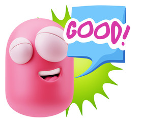 3d Illustration Laughing Character Emoji Expression saying Good