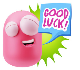 3d Illustration Laughing Character Emoji Expression saying Good