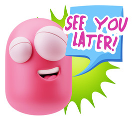 3d Illustration Laughing Character Emoji Expression saying See Y