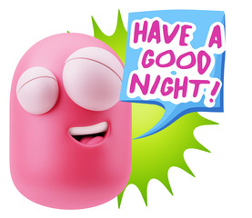 3d Illustration Laughing Character Emoji Expression saying Have