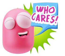 3d Illustration Laughing Character Emoji Expression saying Who C