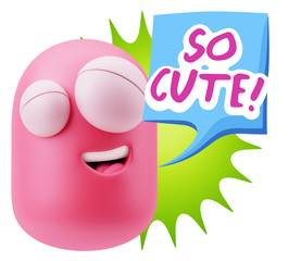 3d Illustration Laughing Character Emoji Expression saying So Cu