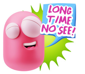3d Illustration Laughing Character Emoji Expression saying Long