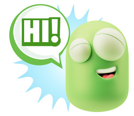 3d Illustration Laughing Character Emoji Expression saying Hi wi
