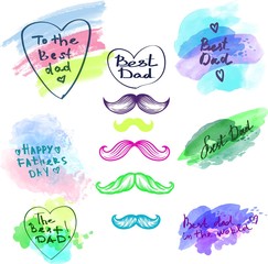 Watercolor Happy Fathers day banner set