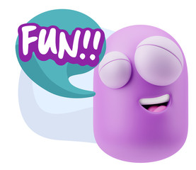 3d Illustration Laughing Character Emoji Expression saying Fun w