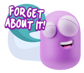 3d Rendering Smile Character Emoticon Expression saying Forget A