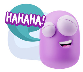 3d Illustration Laughing Character Emoji Expression saying Hahah