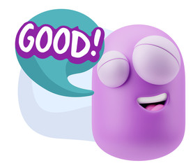3d Illustration Laughing Character Emoji Expression saying Good