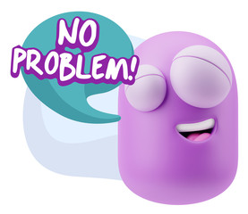 3d Rendering Smile Character Emoticon Expression saying No Probl