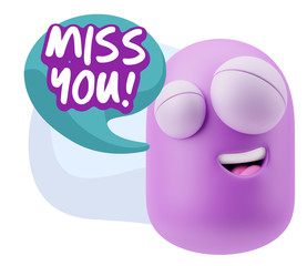 3d Illustration Laughing Character Emoji Expression saying Miss