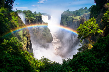 Rainbow over waterfalls