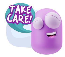 3d Illustration Laughing Character Emoji Expression saying Take