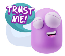 3d Illustration Laughing Character Emoji Expression saying Trust