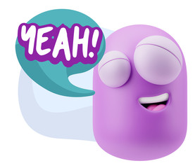 3d Illustration Laughing Character Emoji Expression saying Yeah