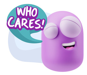 3d Illustration Laughing Character Emoji Expression saying Who C