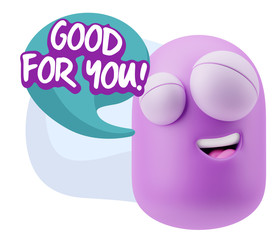 3d Rendering Smile Character Emoticon Expression saying Good For