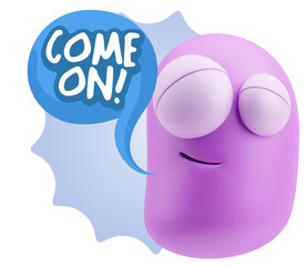 3d Illustration Laughing Character Emoji Expression saying Come