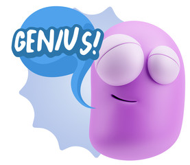 3d Illustration Laughing Character Emoji Expression saying Geniu