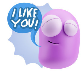 3d Illustration Laughing Character Emoji Expression saying I Lik