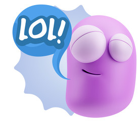 3d Illustration Laughing Character Emoji Expression saying Lol w