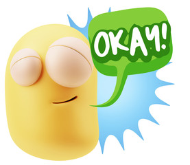 3d Illustration Laughing Character Emoji Expression saying Okay