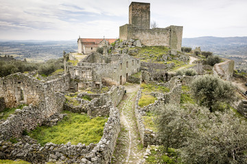 Fototapeta na wymiar inside the ancient fortress and castle in Marialva historic village, Guarda, Portugal