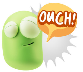3d Illustration Laughing Character Emoji Expression saying Ouch