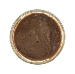 Black bean dip in an opened jar