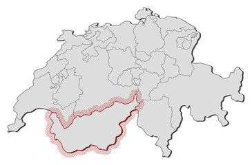 Map - Swizerland, Valais