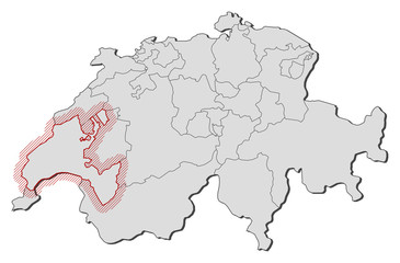 Map - Swizerland, Vaud