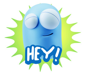 3d Illustration Laughing Character Emoji Expression saying Hey w