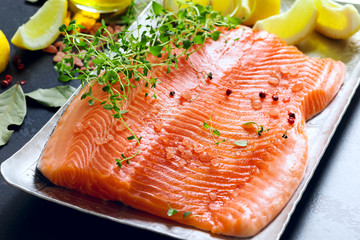 raw salmon fillets