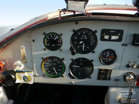 Inside airplane cockpit