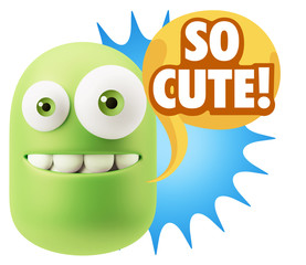3d Illustration Laughing Character Emoji Expression saying So Cu