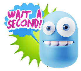 3d Illustration Laughing Character Emoji Expression saying Wait
