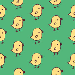Seamless pattern cartoon chickens