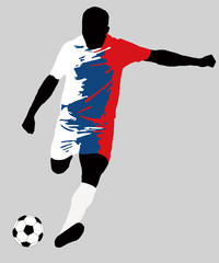 UEFA Euro 2016 vector illustration of football player run hit ball. Group D participant. Soccer team player in uniform with Czech Republic national flag original colors. Flat graphic design clip art