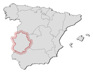 Map - Spain, Extremadura