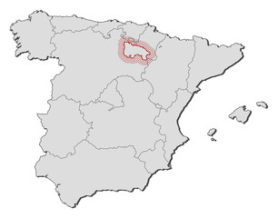 Plakat Map - Spain, La Rioja
